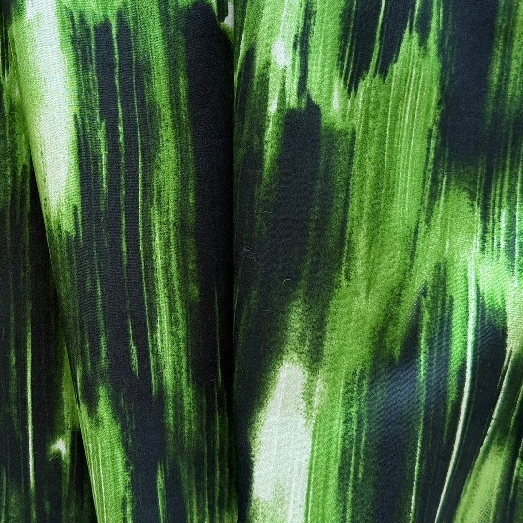 Altuzarra Light-Weight Emerald Brushstrokes Cotton Sateen (Made in Italy)