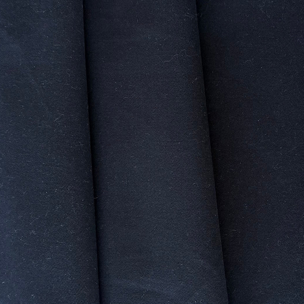 Mid-Weight 10 oz Midnight Navy Sueded Cotton Twill (Made in Italy)