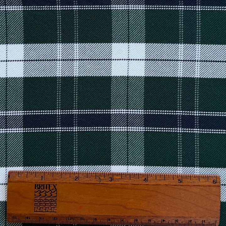 Mid-Weight Bottle Green Plaid Cotton Twill (Made in Italy)
