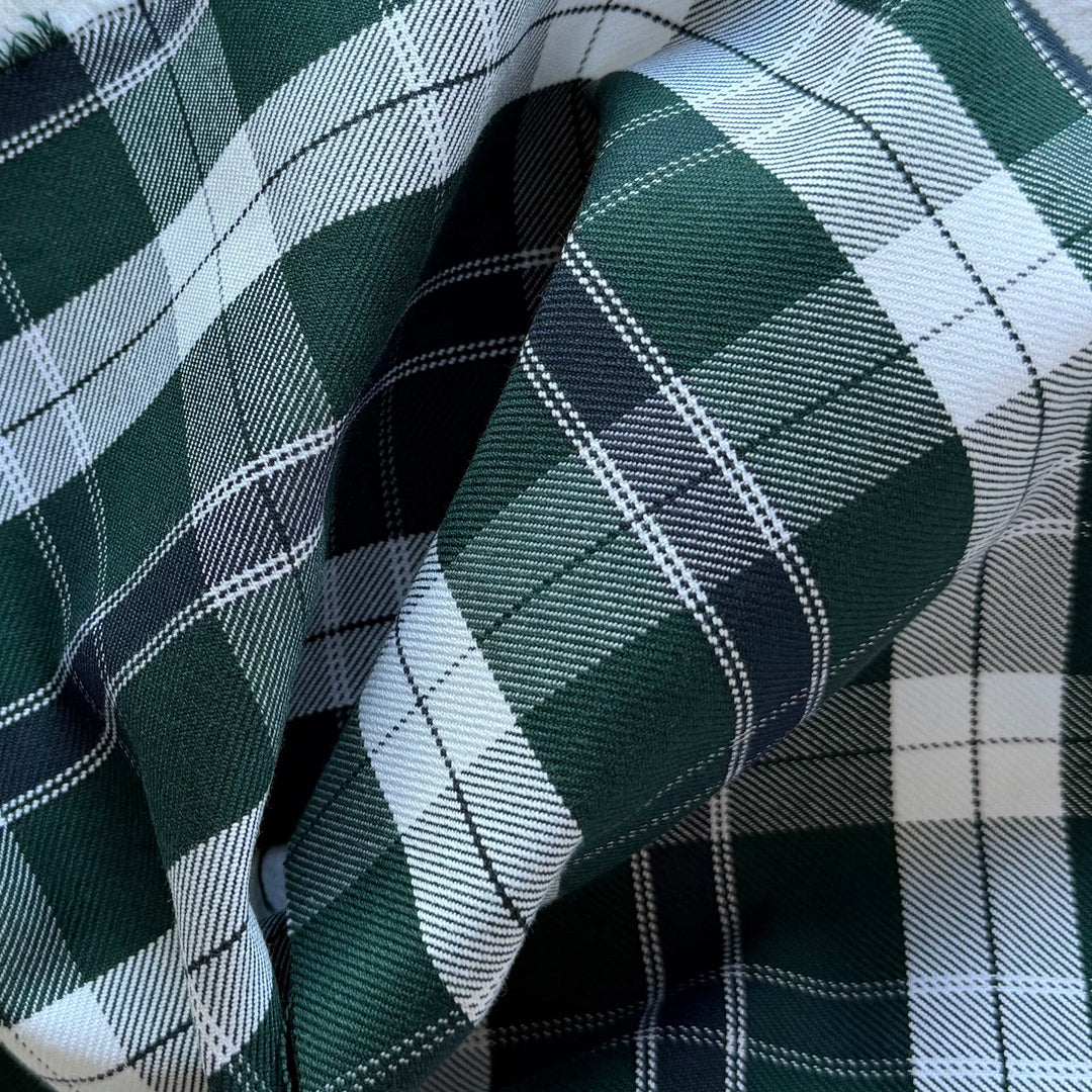 Mid-Weight Bottle Green Plaid Cotton Twill (Made in Italy)