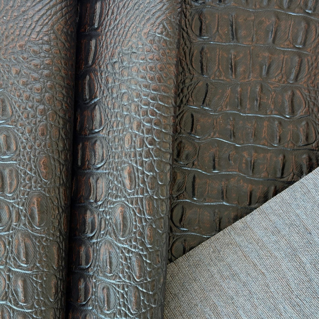 Deep Brown Crocodile Backed Vinyl (Made in USA)