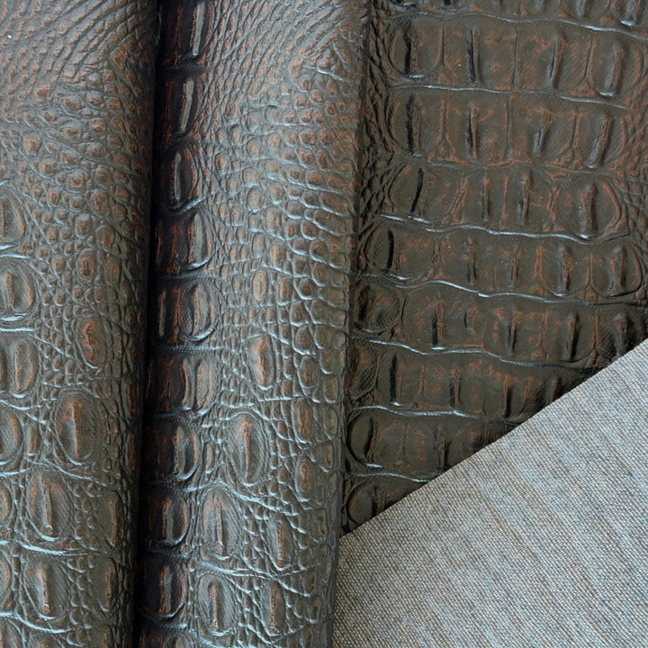 Deep Brown Crocodile Backed Vinyl (Made in USA)