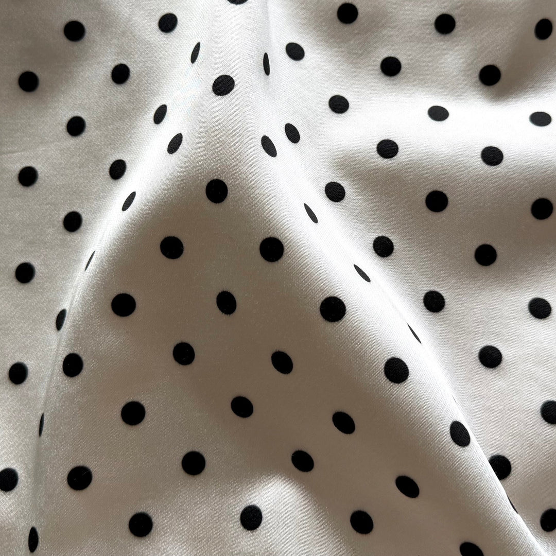 Mid-Weight Dotted Off-White Cotton Blend Satin (Made in Italy)