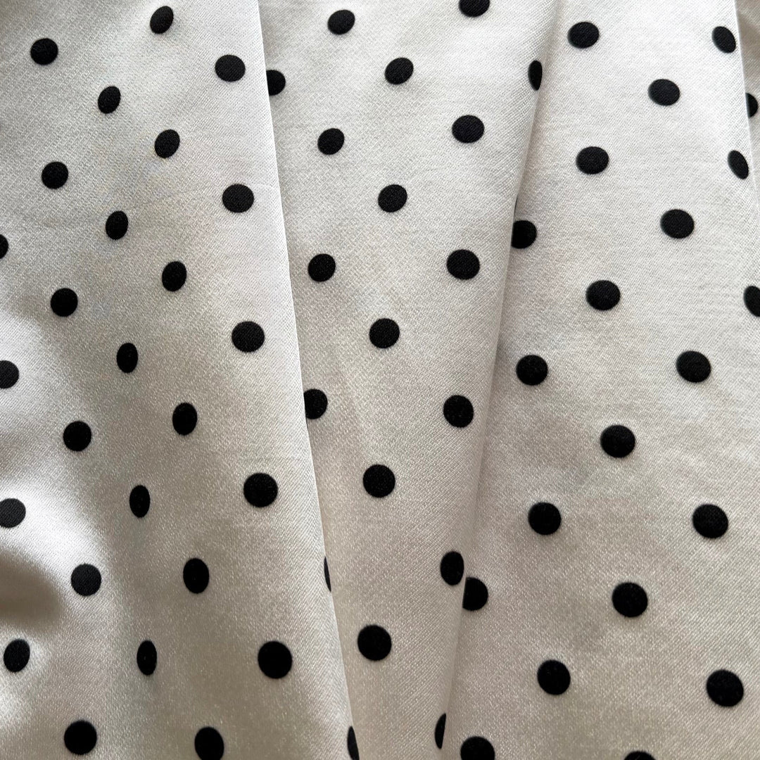 Mid-Weight Dotted Off-White Cotton Blend Satin (Made in Italy)