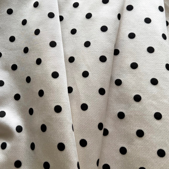 Mid-Weight Dotted Off-White Cotton Blend Satin (Made in Italy)