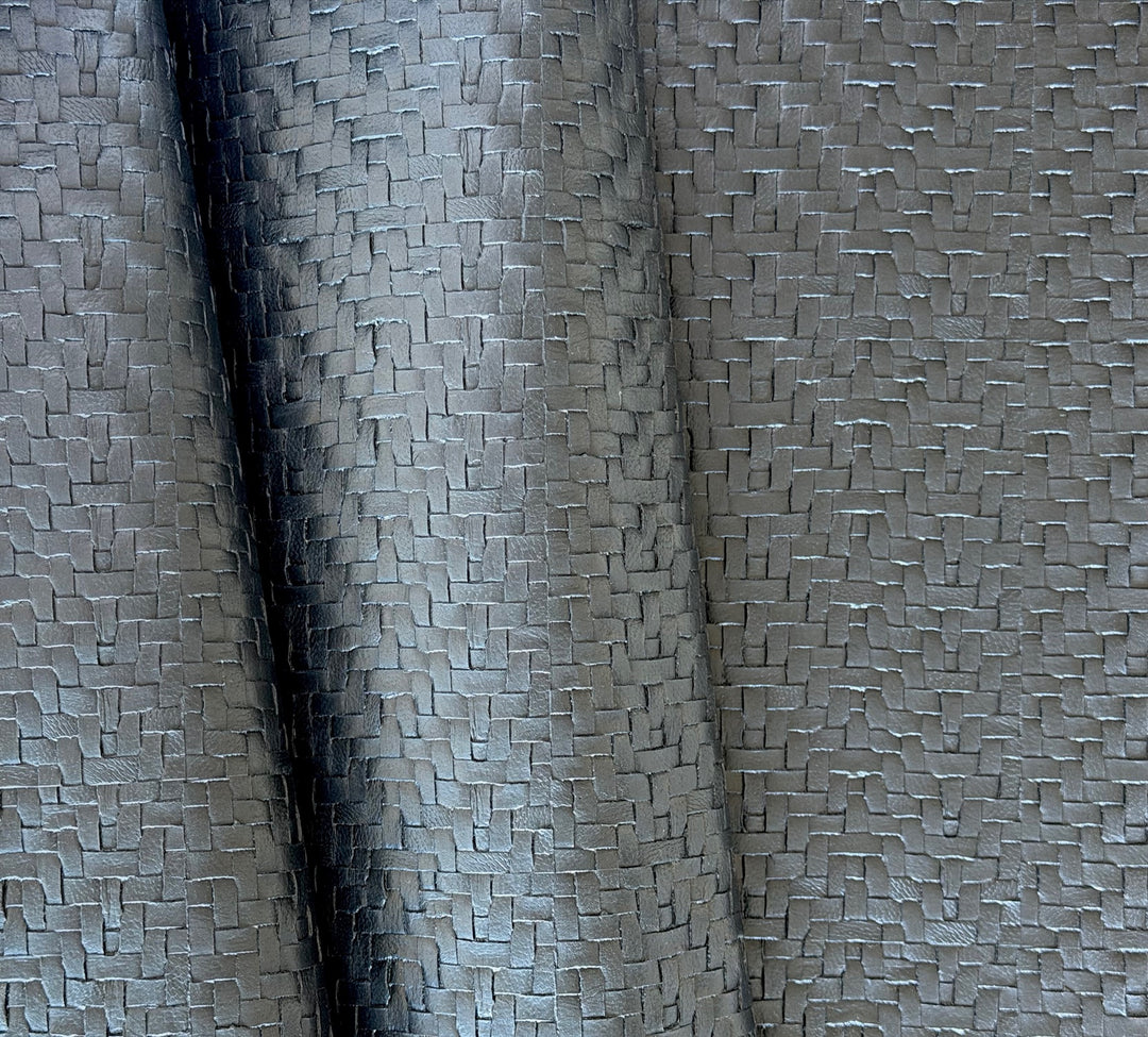 Ebony Black Irregular Basketweave Backed Vinyl (Made in USA)