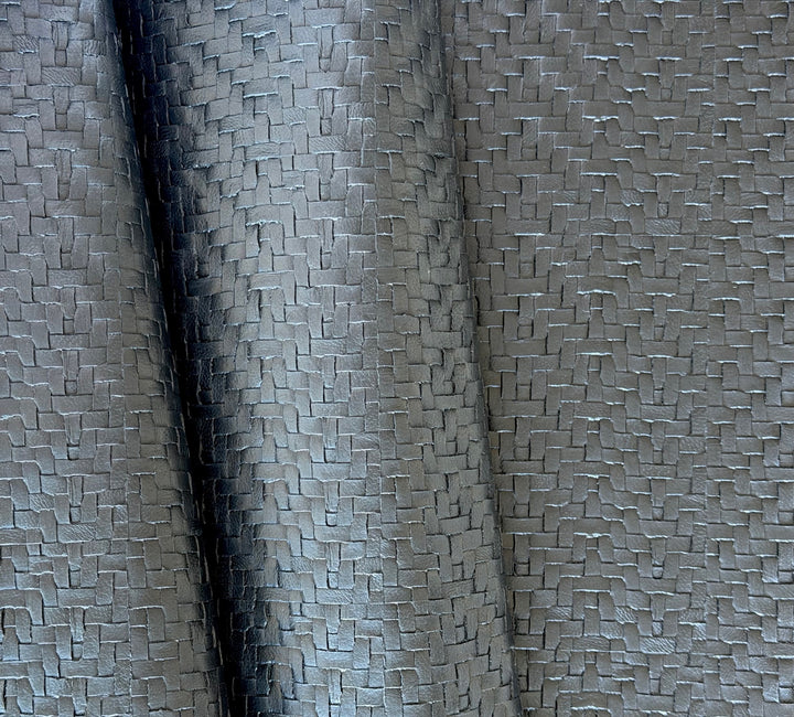 Ebony Black Irregular Basketweave Backed Vinyl (Made in USA)