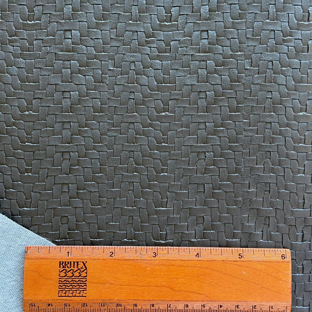 Ebony Black Irregular Basketweave Backed Vinyl (Made in USA)