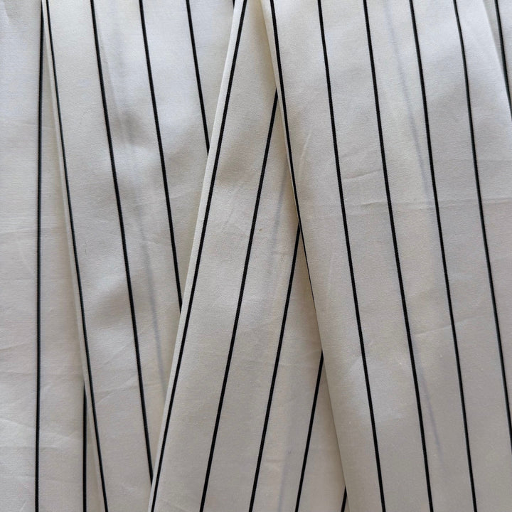 Narrow Black Striped 2-Ply Cotton Poplin Shirting (Made in Italy)