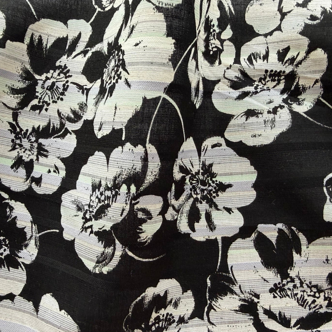 Marni Sherbet Striped Floral on Onyx Cotton Lawn (Made in Italy)