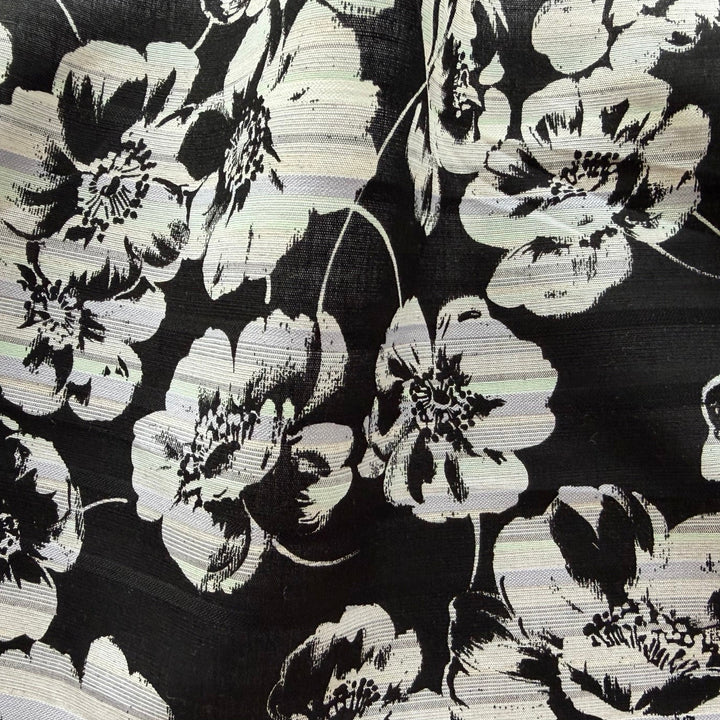 Marni Sherbet Striped Floral on Onyx Cotton Lawn (Made in Italy)