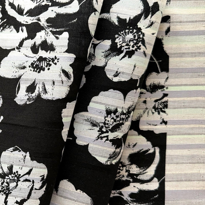 Marni Sherbet Striped Floral on Onyx Cotton Lawn (Made in Italy)