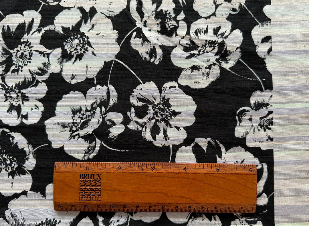 Marni Sherbet Striped Floral on Onyx Cotton Lawn (Made in Italy)