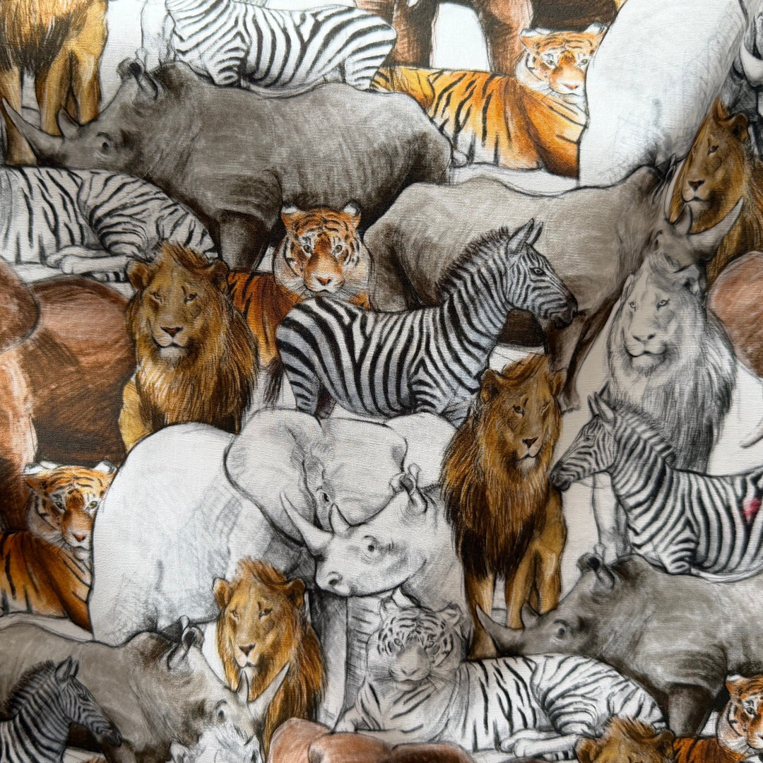 African Veld Wildlife Cotton Lawn (Made in Italy)