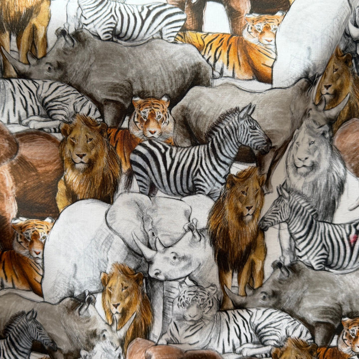 African Veld Wildlife Cotton Lawn (Made in Italy)