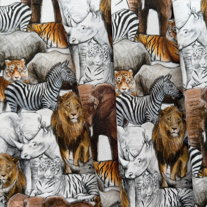 African Veld Wildlife Cotton Lawn (Made in Italy)