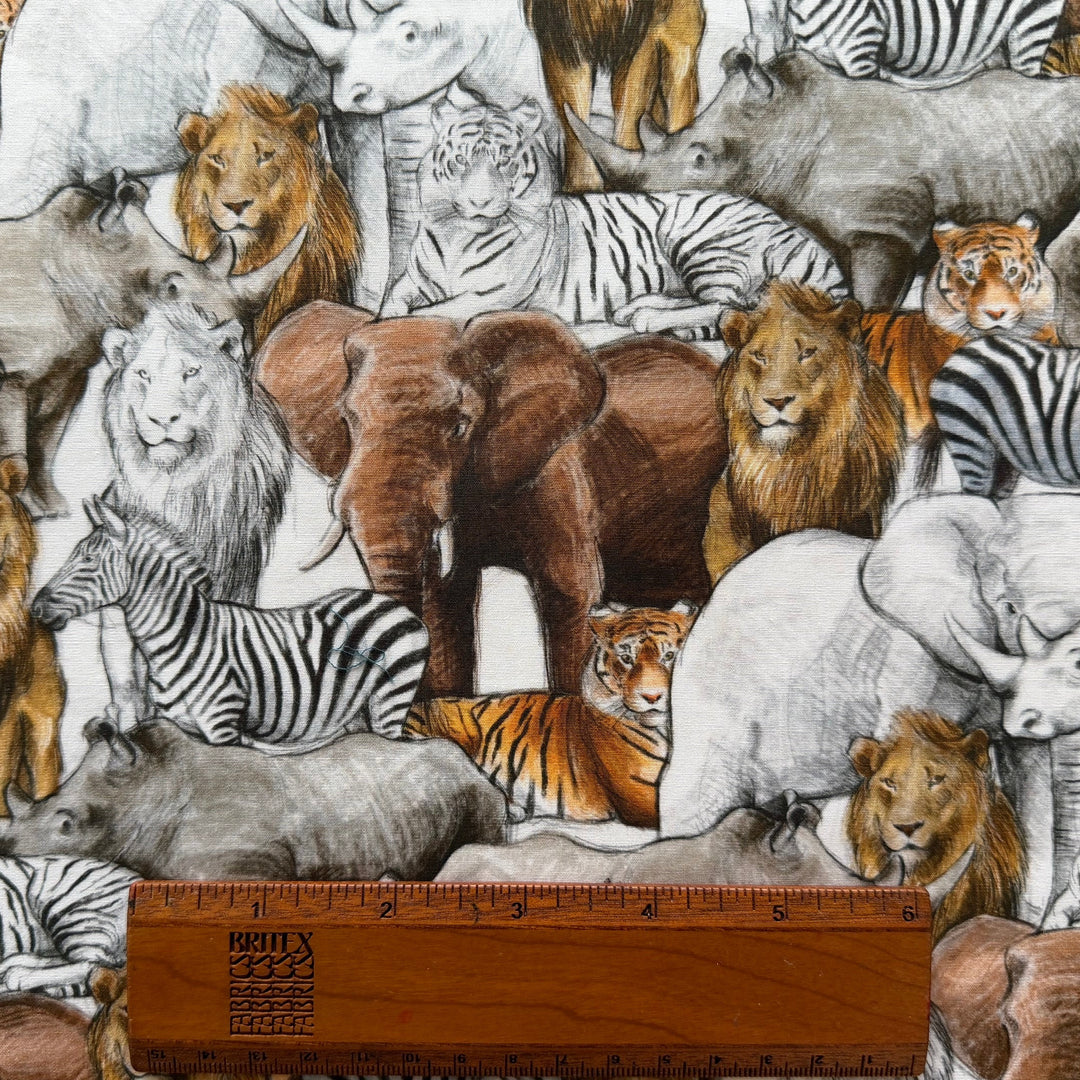 African Veld Wildlife Cotton Lawn (Made in Italy)