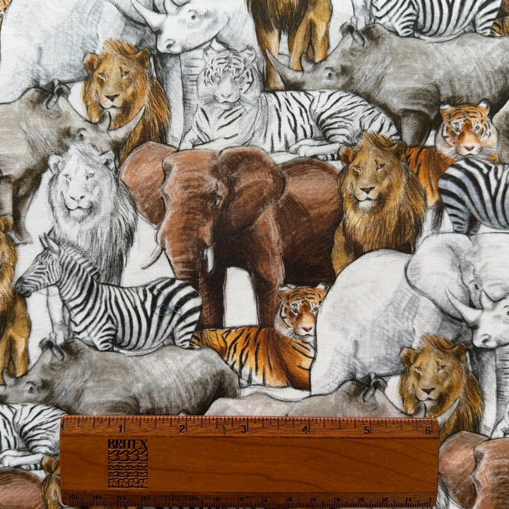 African Veld Wildlife Cotton Lawn (Made in Italy)