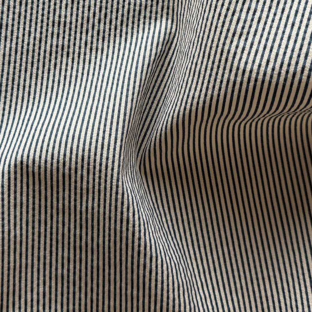 1/8" Dove Grey Striped Cotton Seersucker (Made in Italy)