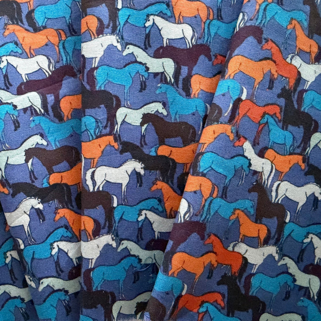 Etro Wild Horses Stretch Cotton Lawn (Made in Italy)
