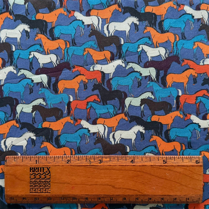 Etro Wild Horses Stretch Cotton Lawn (Made in Italy)