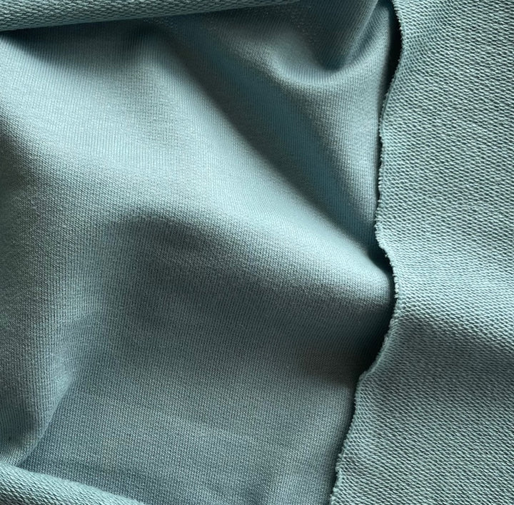 Mid-Weight Aqua Seastorm Cotton French Terry Knit (Made in Italy)