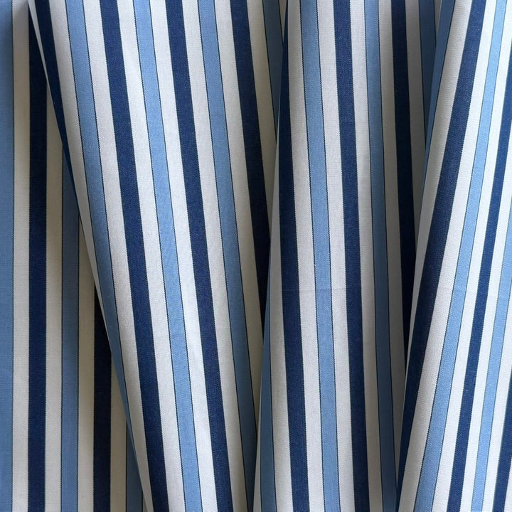 High-End Sparking White, Periwinkle & Navy Striped 2-Ply Cotton Shirting (Made in Italy)