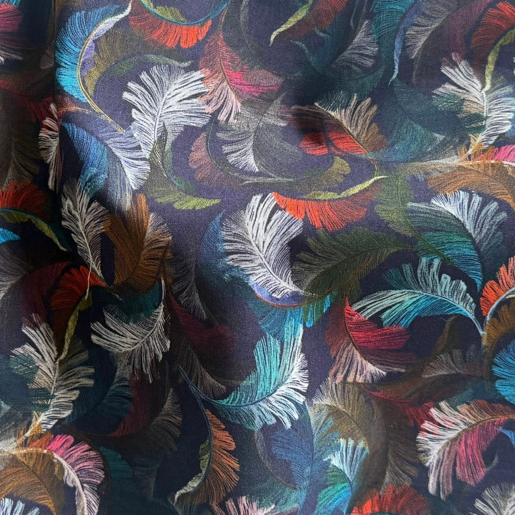 Drifting Rainbow Feathers Cotton Lawn (Made in Italy)