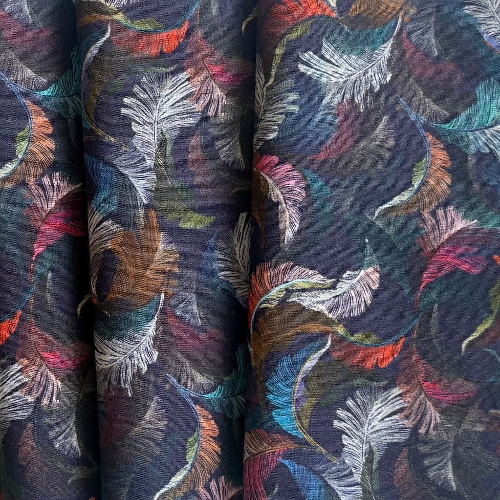 Drifting Rainbow Feathers Cotton Lawn (Made in Italy)