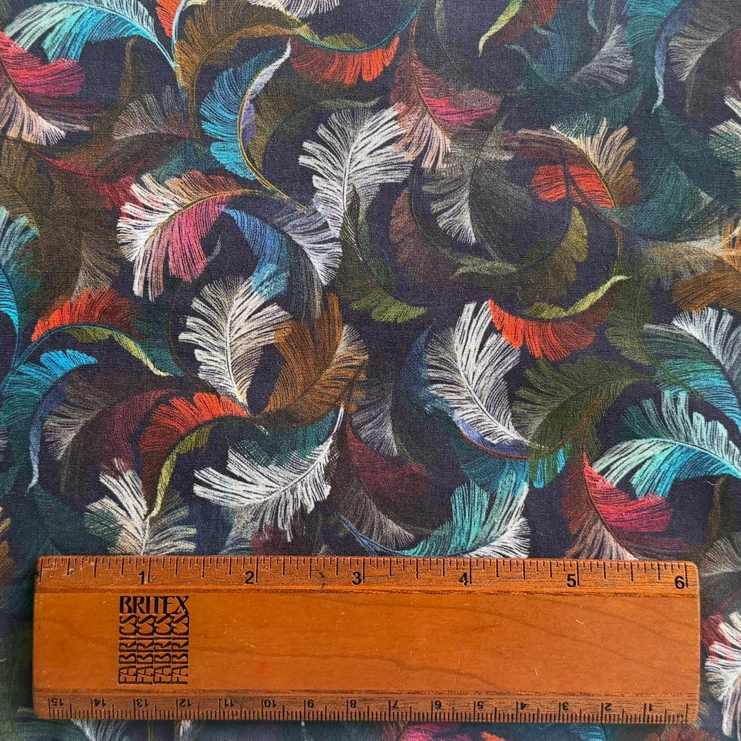 Drifting Rainbow Feathers Cotton Lawn (Made in Italy)