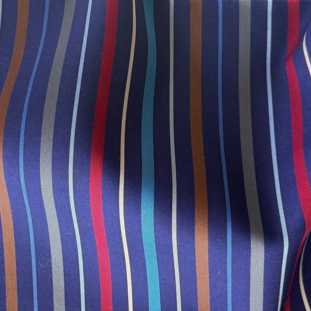 Dynamic Stripes on Charred Eggplant 2-Ply Cotton Shirting (Made in Italy)