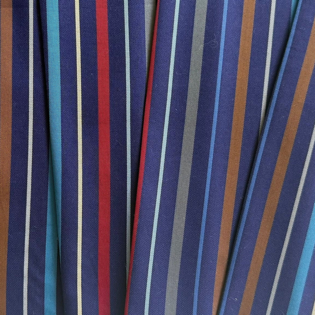 Dynamic Stripes on Charred Eggplant 2-Ply Cotton Shirting (Made in Italy)