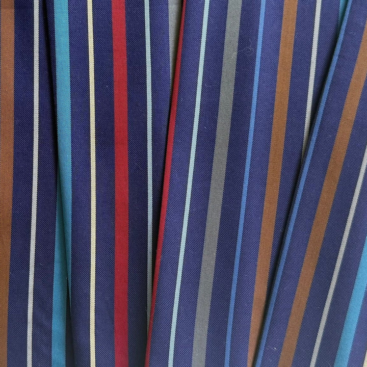 Dynamic Stripes on Charred Eggplant 2-Ply Cotton Shirting (Made in Italy)