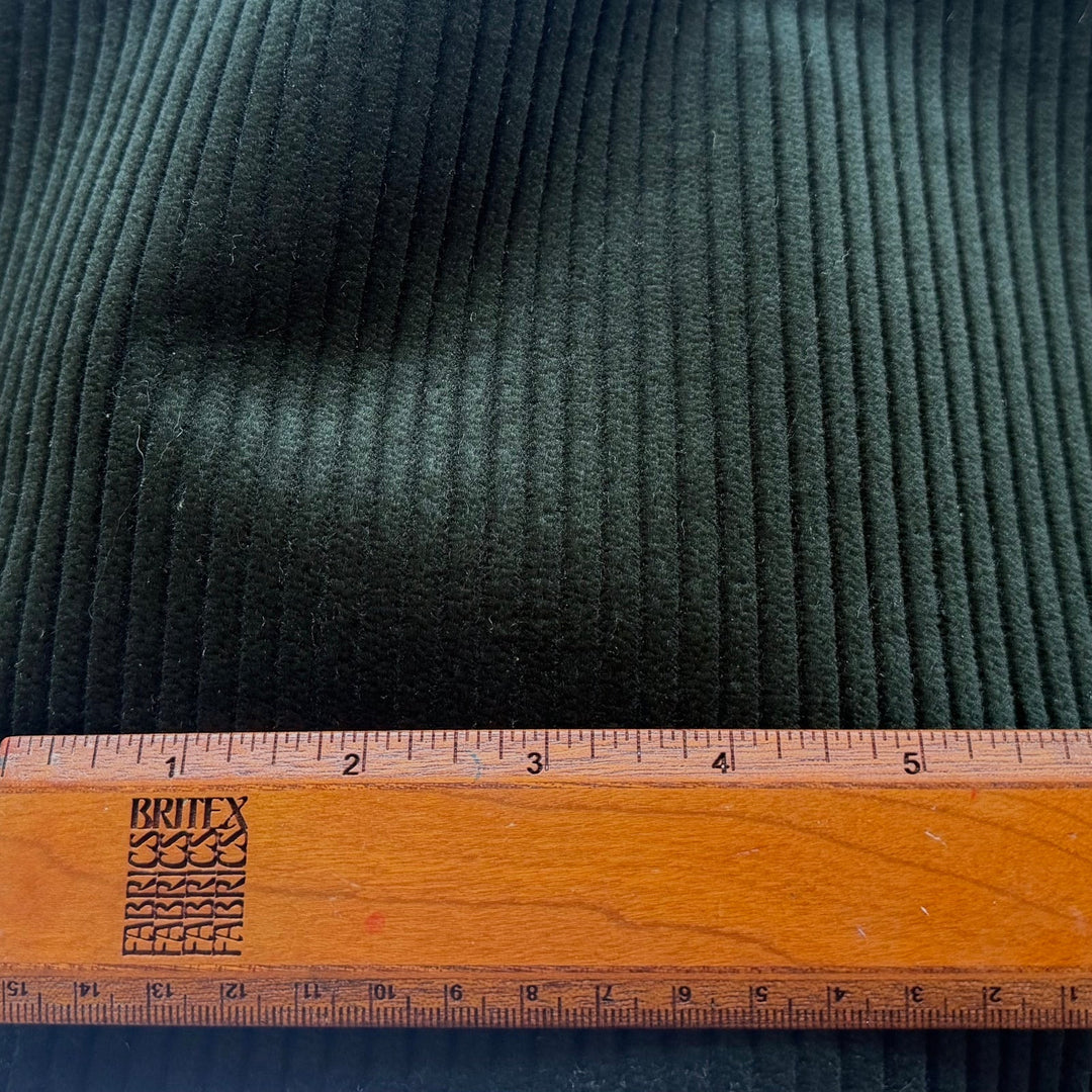 High-End Bottle Green Wide-Wale Plush Cotton Corduroy (Made in Italy)