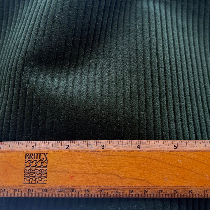 High-End Bottle Green Wide-Wale Plush Cotton Corduroy (Made in Italy)