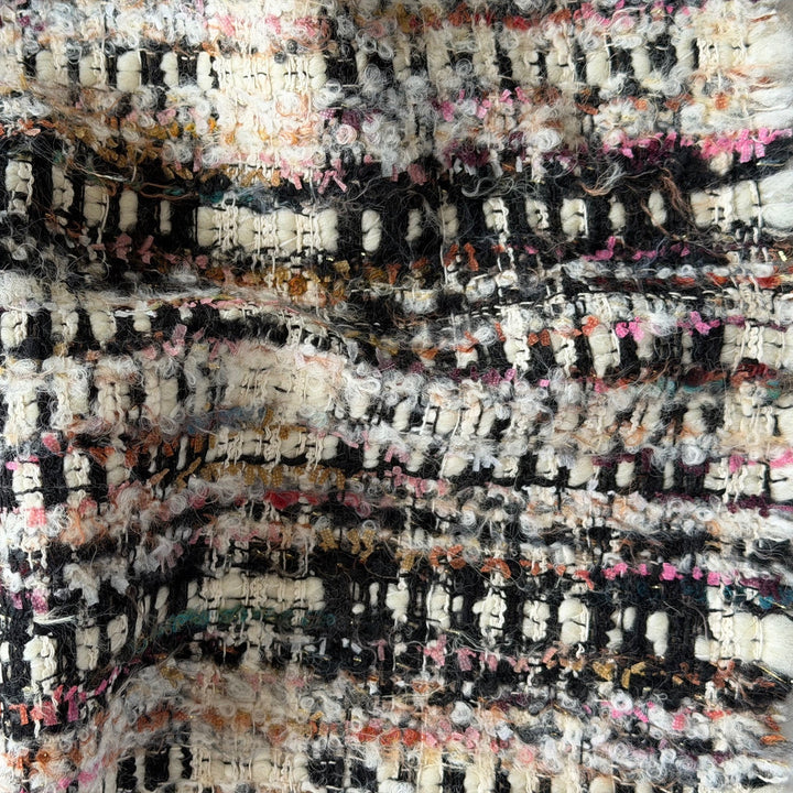 Giambattista Valli Lofty Licorice & Cream Virgin Wool Blend Bouclé (Made in Italy)