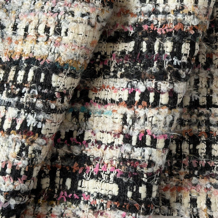 Giambattista Valli Lofty Licorice & Cream Virgin Wool Blend Bouclé (Made in Italy)