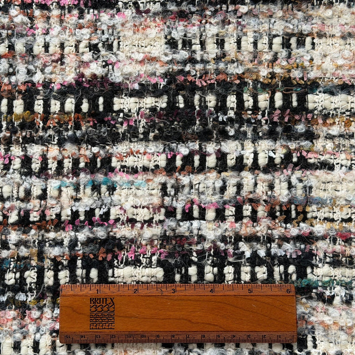 Giambattista Valli Lofty Licorice & Cream Virgin Wool Blend Bouclé (Made in Italy)