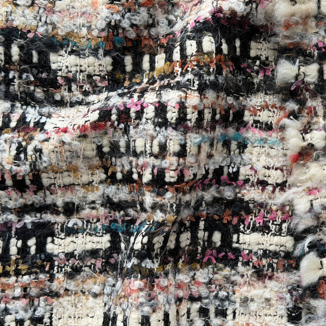Giambattista Valli Lofty Licorice & Cream Virgin Wool Blend Bouclé (Made in Italy)