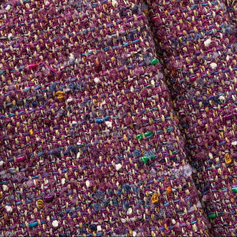 Mid-Weight Boysenberry Jam Wool Blend Tweed Bouclé (Made in Italy)