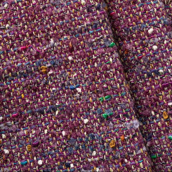 Mid-Weight Boysenberry Jam Wool Blend Tweed Bouclé (Made in Italy)