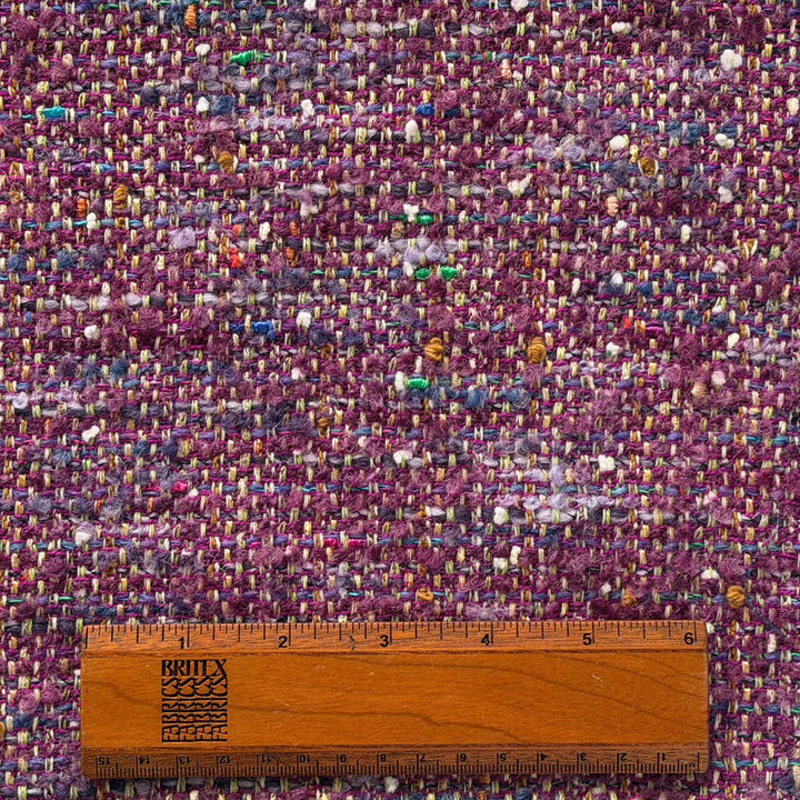 Mid-Weight Boysenberry Jam Wool Blend Tweed Bouclé (Made in Italy)