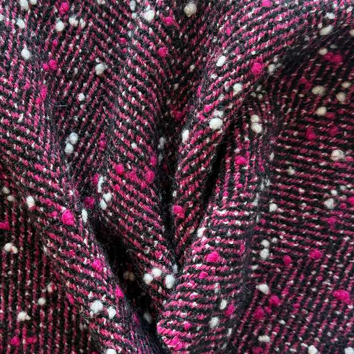 Hugo Boss Hot Pink & Black Wool Blend Tweed Bouclé (Made in Italy)