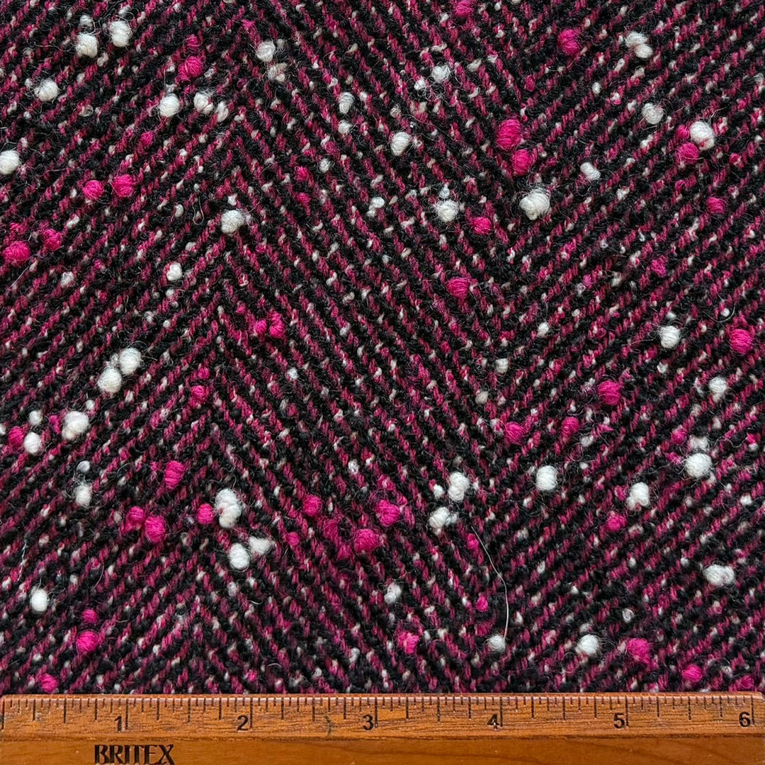 Hugo Boss Hot Pink & Black Wool Blend Tweed Bouclé (Made in Italy)