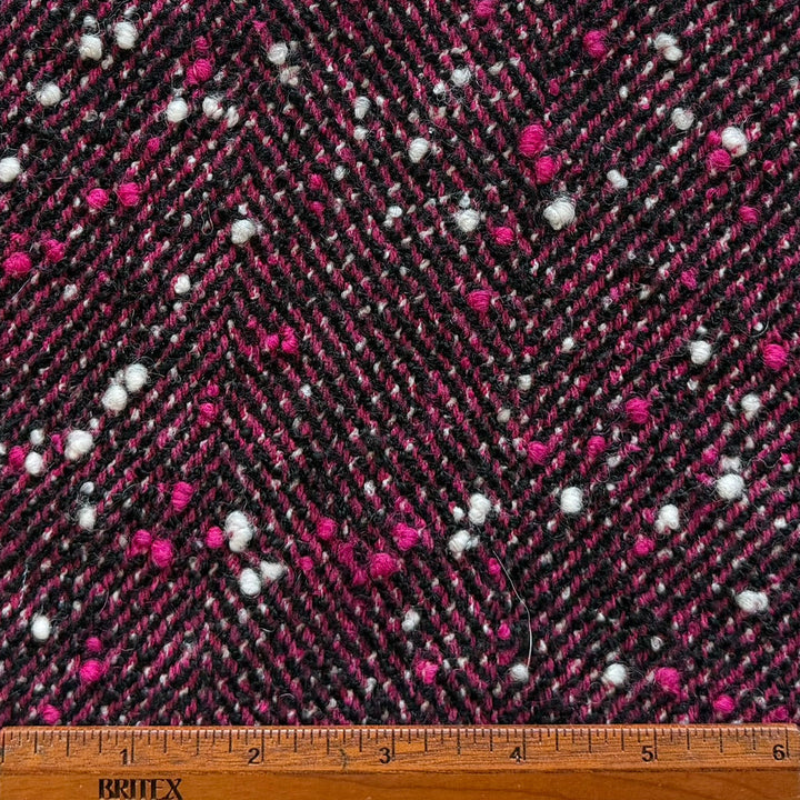 Hugo Boss Hot Pink & Black Wool Blend Tweed Bouclé (Made in Italy)