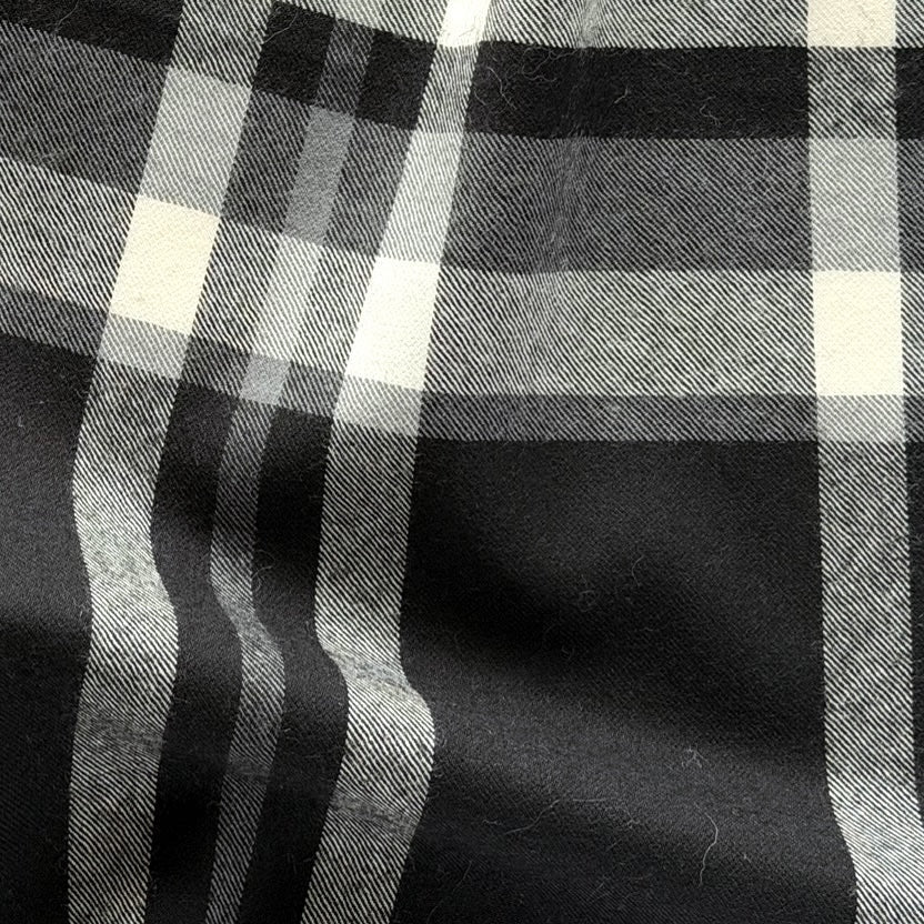 Ralph Lauren Lighter-Weight Black & White Soft Stretch Wool Plaid (Made in Italy)