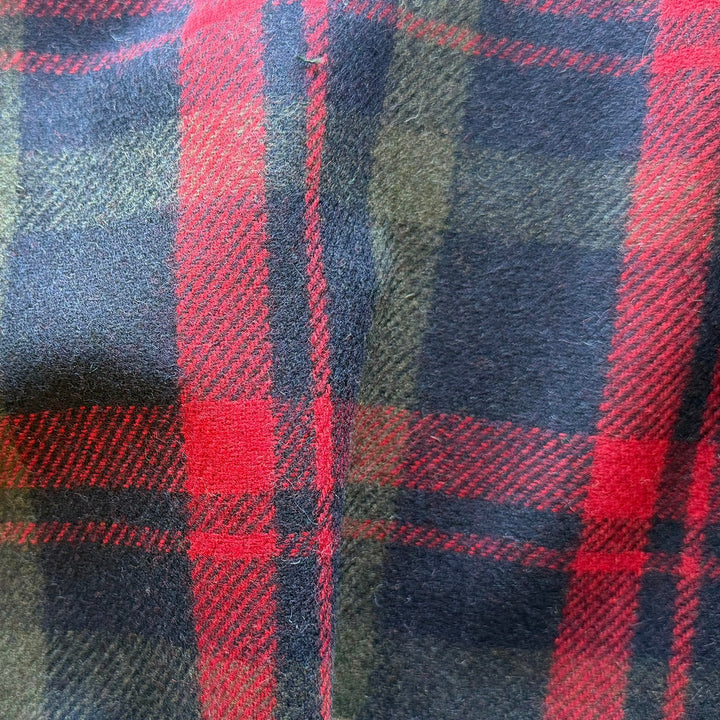 Gucci Mid-Weight Cherry & Olive Plaid Wool Blend Flannel (Made in Italy)