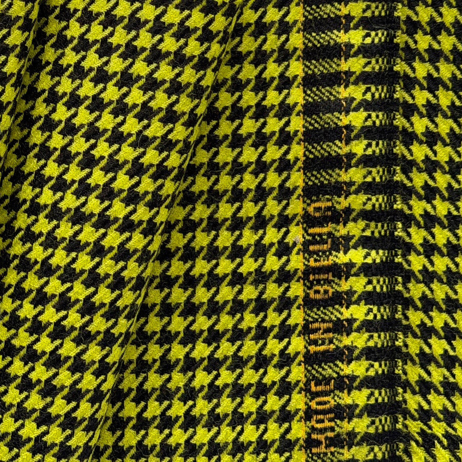 Mid-Weight Citron & Onyx Buttery Virgin Wool Houndstooth (Made in Italy)
