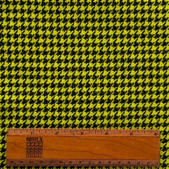 Mid-Weight Citron & Onyx Buttery Virgin Wool Houndstooth (Made in Italy)