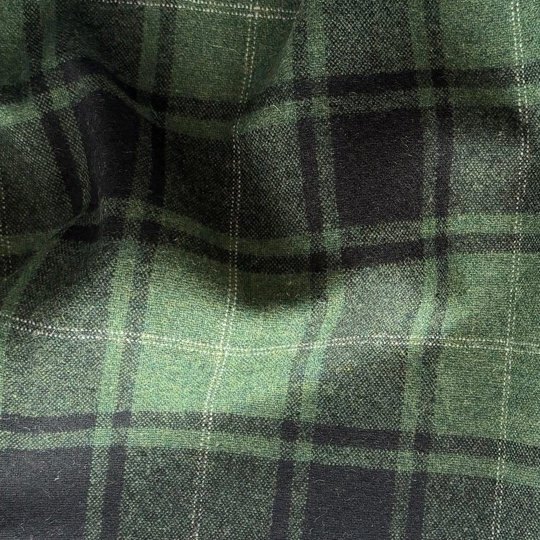 Mid-Weight Designer Pine Forest Green Plaid Wool Blend (Made in Italy)
